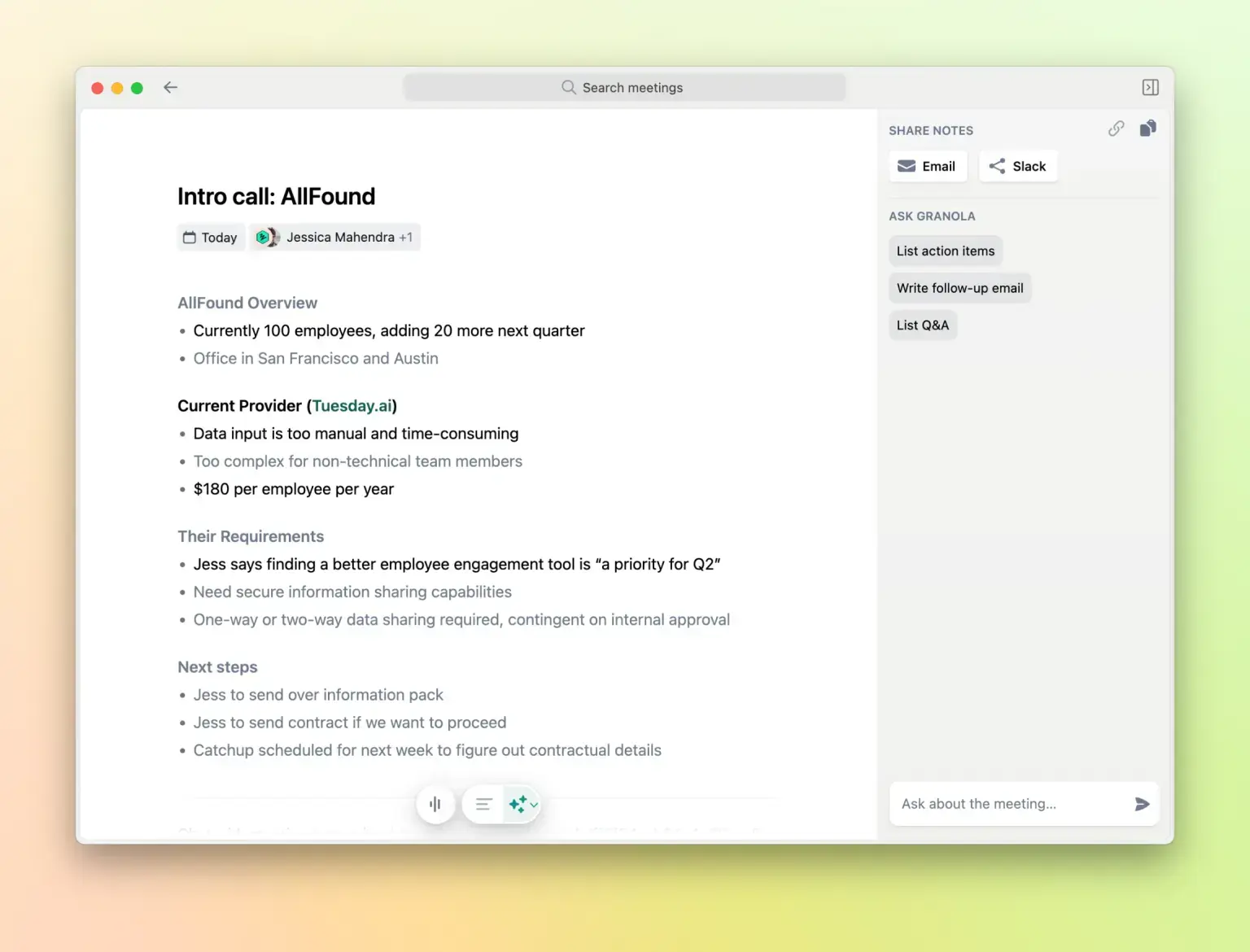 granola ai for in person meetings